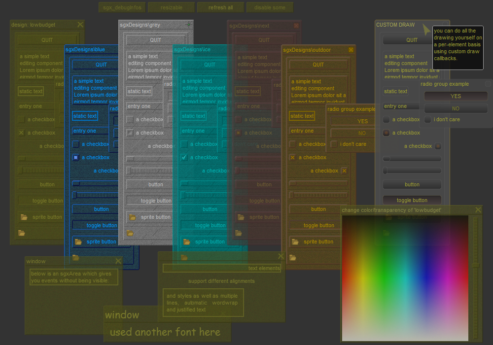 screenshot of sgx GUI
